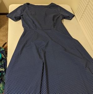 Blue and white polkadot dress